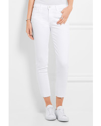 L'Agence Marcelle Cropped Low Rise Skinny Jeans White