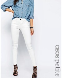 Asos Petite Lisbon Skinny Mid Rise Jeans In Valencia Off White
