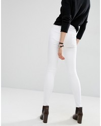 Asos Ridley High Waist Skinny Jeans In White
