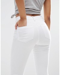 Asos Ridley High Waist Skinny Jeans In White