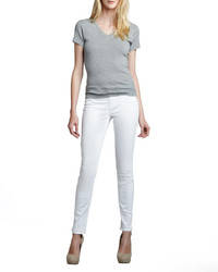 True Religion Serena Mid Rise Super Skinny Jeans With Flap Optic White