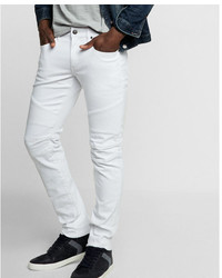Express Skinny White Moto Stretch Jeans