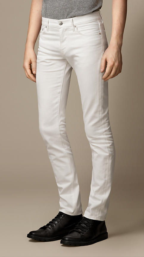 Burberry Slim Fit White Jeans, $215 | Burberry | Lookastic