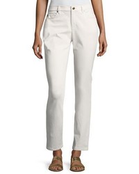 Eileen Fisher Sueded Organic Stretch Sateen Skinny Jeans White