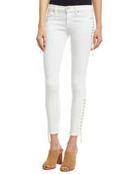 Hudson Suki Lace Up Mid Rise Skinny Ankle Jeans