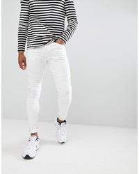 Pull&Bear Super Skinny Jeans In White With Biker Knee