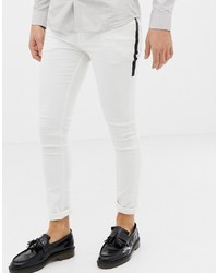 ASOS DESIGN Super Skinny Jeans In White With Black