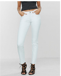 Express White Mid Rise Stretch Skinny Jeans