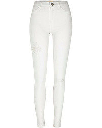 River Island White Ripped Molly Jeggings
