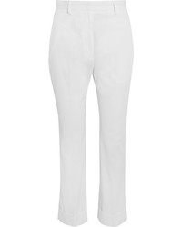 Jil Sander Cropped Stretch Cotton Twill Skinny Pants White
