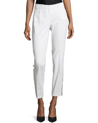 Lafayette 148 New York Downtown Contrast Trim Ankle Pants White