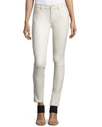 7 For All Mankind Faux Leather Seamed Skinny Pants Winter White