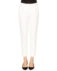 Dolce & Gabbana Flower Jacquard Skinny Pants White
