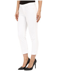 Level 99 Lily Mid Rise Crop Roll Up Skinny Straight In White Crush