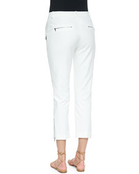 Michael Kors Michl Kors Collection Zip Detailed Skinny Ankle Pants Optic White