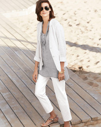 Eileen Fisher Washable Stretch Crepe Ankle Pants White Petite, $168, Neiman Marcus