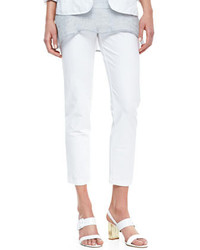 Eileen Fisher Washable Stretch Crepe Ankle Pants White Petite