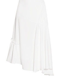 J.W.Anderson Asymmetric Ruched Crepe Midi Skirt White