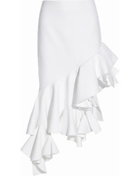 Jacquemus Asymmetric Ruffled Cotton Piqu Skirt White