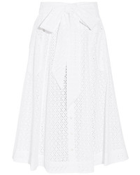 Lisa Marie Fernandez Broderie Anglaise Cotton Midi Skirt White