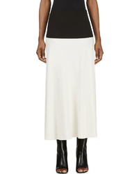 Cédric Charlier Ivory Black Side Slit Skirt