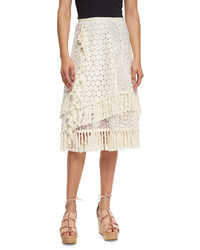See by Chloe Mixed Stitched Tassel Skirt Off White