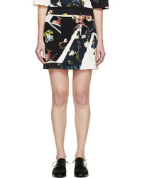 Erdem Navy And Ivory Botanical Shard Mari Mini Skirt