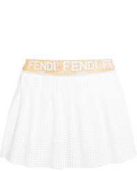 Fendi Perforated Jersey Tennis Skirt White
