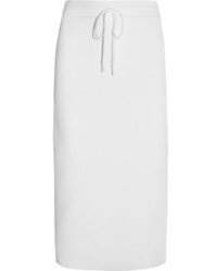 DKNY Ribbed Cotton Jersey Midi Skirt White