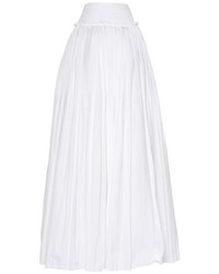 Alberta Ferretti Ruffled Cotton Poplin Long Skirt