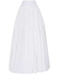 Alberta Ferretti Ruffled Cotton Poplin Long Skirt