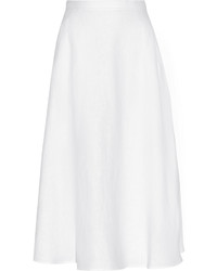 Miguelina Tina Linen Skirt White