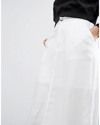 Asos Twill Midi Skirt With Pockets