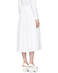 Kenzo White Poplin Buttoned Skirt