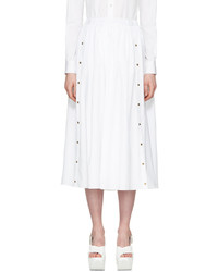 Kenzo White Poplin Buttoned Skirt