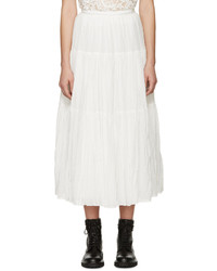 Saint Laurent White Tiered Skirt