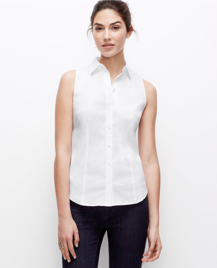 ann taylor white sleeveless top