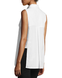Ftb By Fade To Blue Side Slit Sleeveless Blouse White
