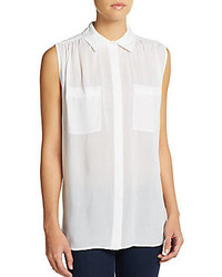 Vince Gathered Button Front Blouse