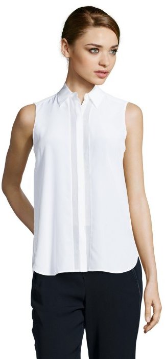 Vince Off White Silk Sleeveless Button Up Blouse | Where to buy & how ...