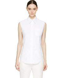 Thom Browne White Sleeveless Oxford Shirt