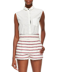 Band Of Outsiders White Sleeveless Shirt With Collar