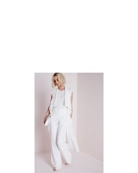 Missguided Sleeveless Belted Waterfall Duster Coat White