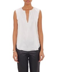 L'Agence Abstract Print Keyhole Blouse White