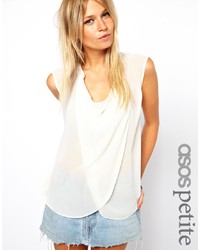 Asos Petite Sleeveless Blouse With Detail Front And Drop Neck