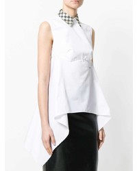 Off-White Checkered Collar Sleeveless Shirt