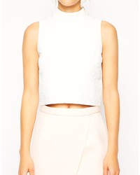 Asos Collection Sleeveless Crop Top In Texture With High Neck