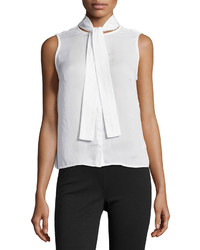 J Brand Ready To Wear May Tie Neck Sleeveless Blouse White