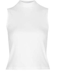 Topshop Sleeveless Funnel Top In Fine Rib Fabric 95% Cotton 5% Lycra Machine Washable
