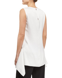 DKNY Sleeveless Layered Silk Blend Top White